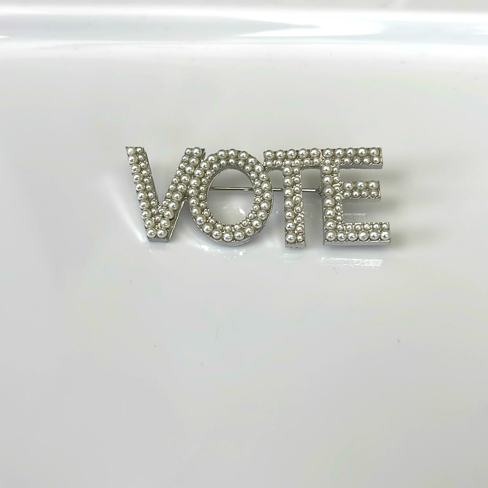 “Vote” Pearl Pin Brooch